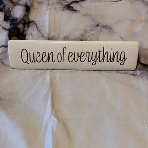 White Ceramic Queen of everything desk plaque